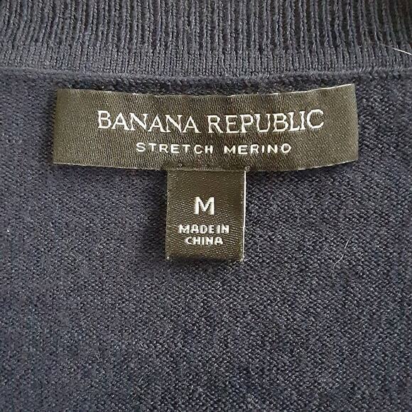 Banana Republic Merino Wool Fitted Cardigan Sweater Small Button Blue Sz M Y2K - Picture 5 of 9
